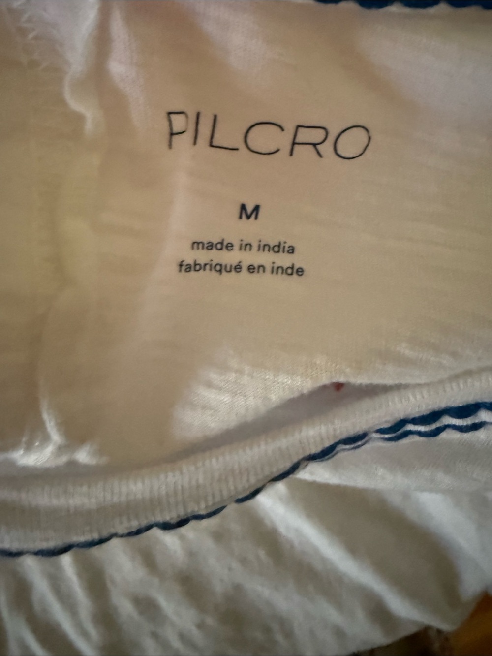 Pilcro White Cotton Bennie Short Sleeve Tee with Blue & Orange Floral Embroidery - Picture 3 of 5